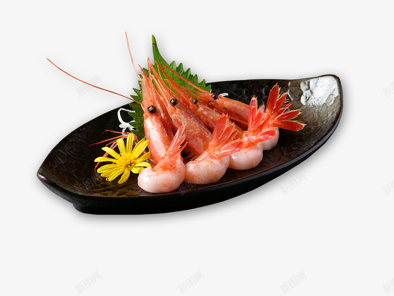 一盘大虾png免抠素材_新图网 https://ixintu.com 卡通 大虾 手绘 海鲜 白色 盘子 红色 绿色 蔬菜