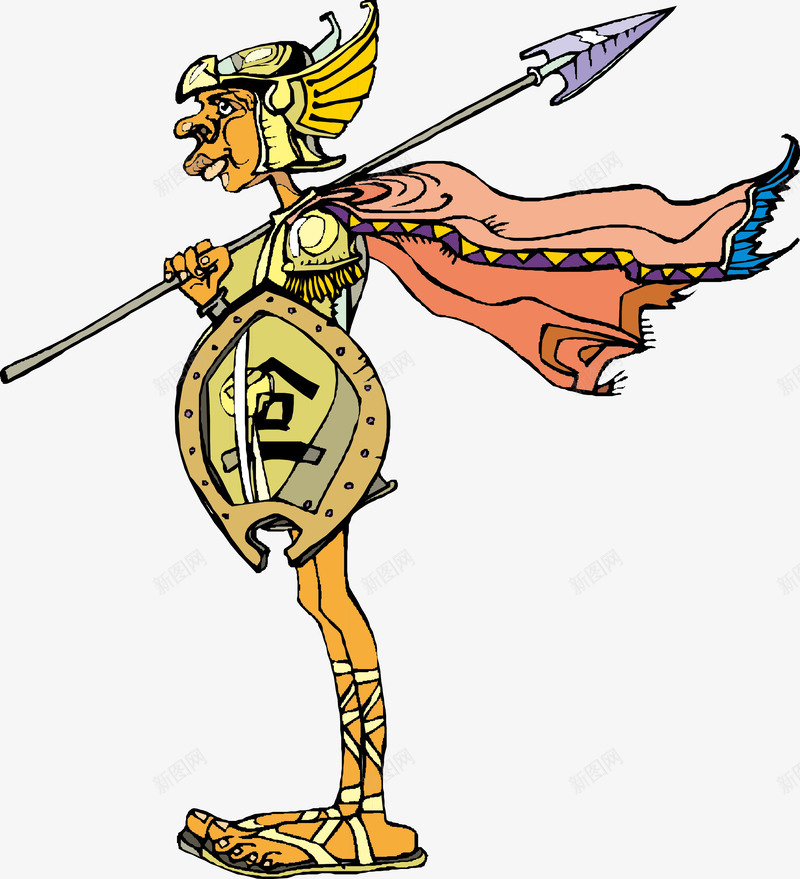 佩戴头盔是盾牌的士兵png免抠素材_新图网 https://ixintu.com 古代军队 古代士兵 士兵 头盔 披风 盾牌 矛