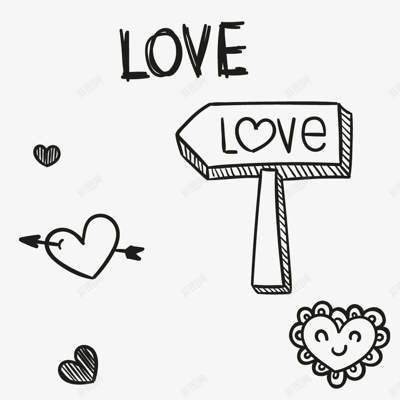 lovepng免抠素材_新图网 https://ixintu.com 可爱爱心 爱心 爱的指示牌 爱艺术字 黑色爱心