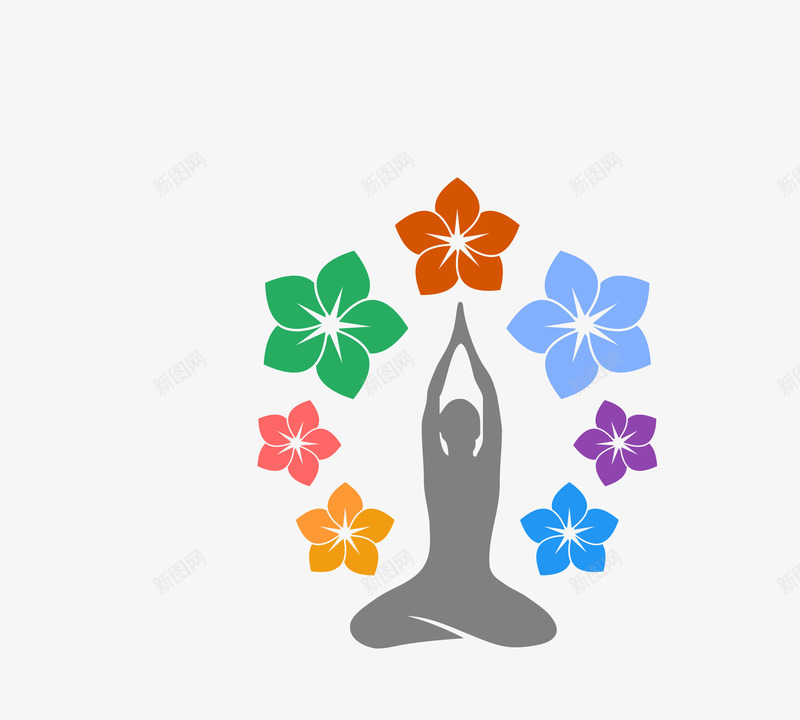 彩色五瓣花装饰瑜伽少女矢量图eps免抠素材_新图网 https://ixintu.com 五瓣花装饰 彩色瑜伽少女 瑜伽少女 矢量瑜伽少女 矢量图