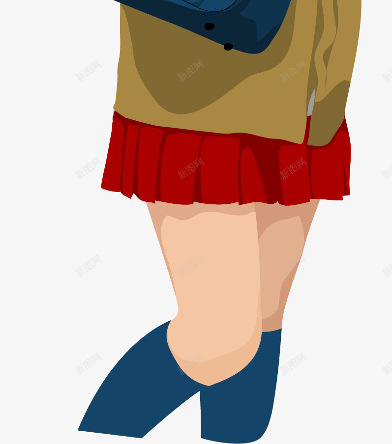 手绘背包的女学生png免抠素材_新图网 https://ixintu.com 手绘 青春