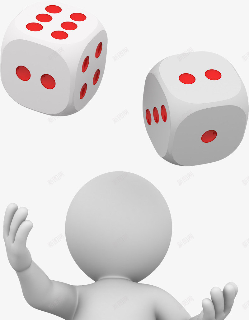 玩骰子的3d小人psd免抠素材_新图网 https://ixintu.com 商务 立体小人 骰子