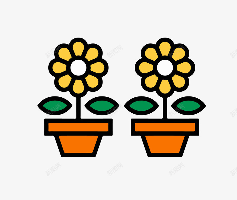黄色花朵盆栽矢量图ai免抠素材_新图网 https://ixintu.com 太阳花 文艺 植物 盆栽 碎花 绿叶 翠花 花 黄色花朵 矢量图
