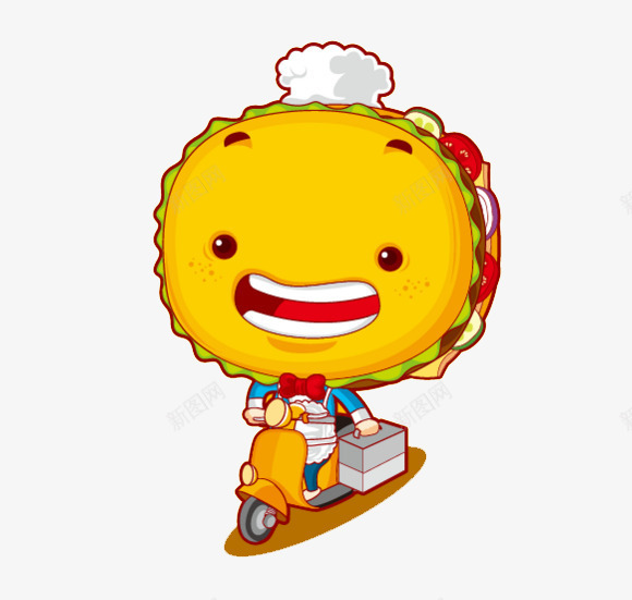 送外卖的卡通人物png免抠素材_新图网 https://ixintu.com 可爱 形象生动 电动车 黄色