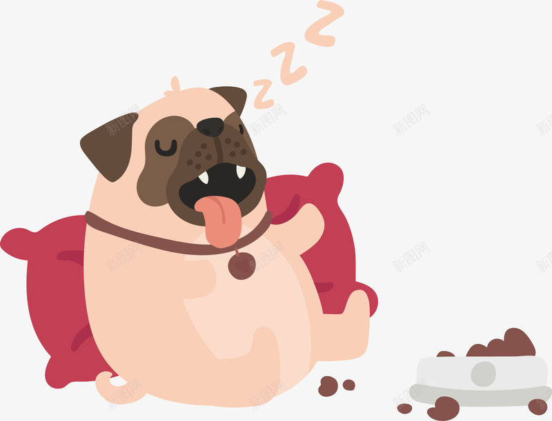 吃饱睡觉的狗png免抠素材_新图网 https://ixintu.com 八哥犬 卡通吃饱 吃饱 宠物狗 狗狗 睡觉 矢量png 饱足