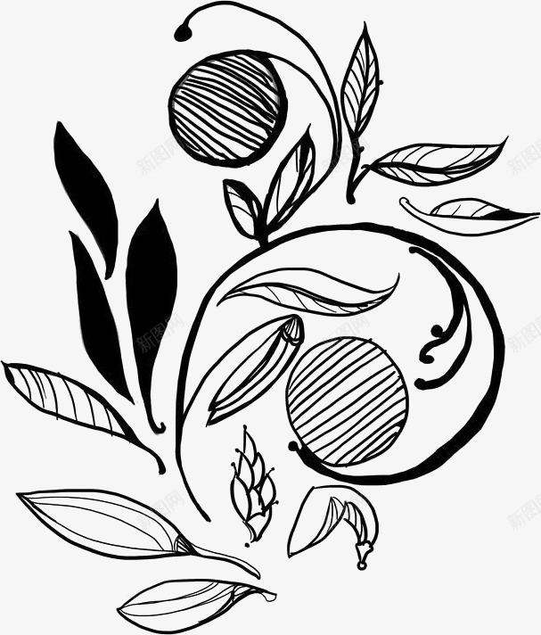 手绘花草图标png_新图网 https://ixintu.com 手绘 简图 线条 花草