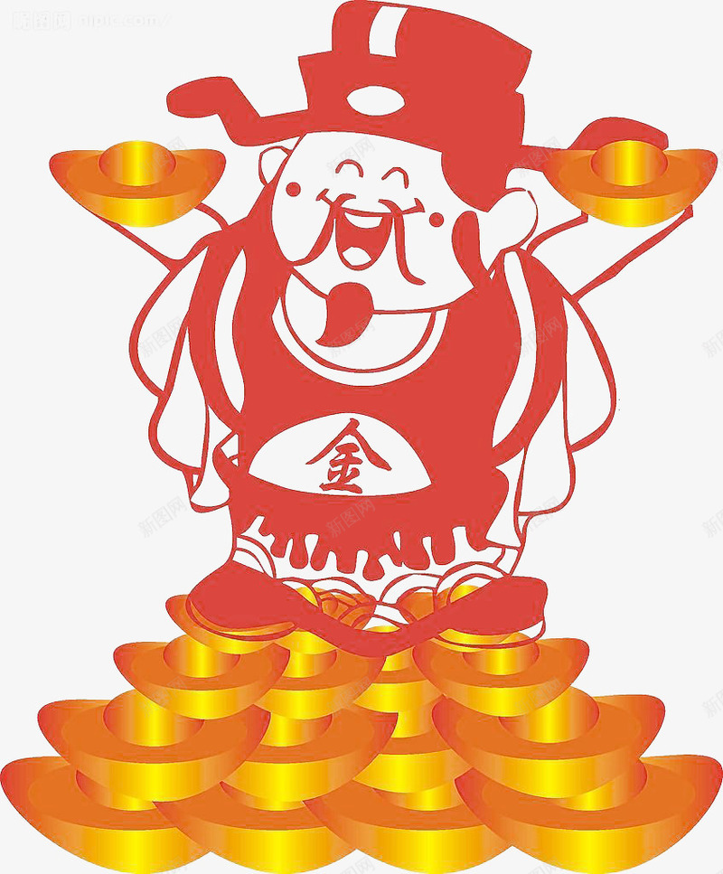 金元宝金塔财神图png免抠素材_新图网 https://ixintu.com 元宝 红色 财神 金元宝 金塔
