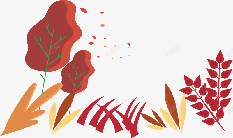 手绘秋季风景插画装饰图案矢量图ai免抠素材_新图网 https://ixintu.com 创意秋季风景插画 卡通 小清新 插画 插画手绘风 秋天树叶 秋季 秋季风景 矢量图