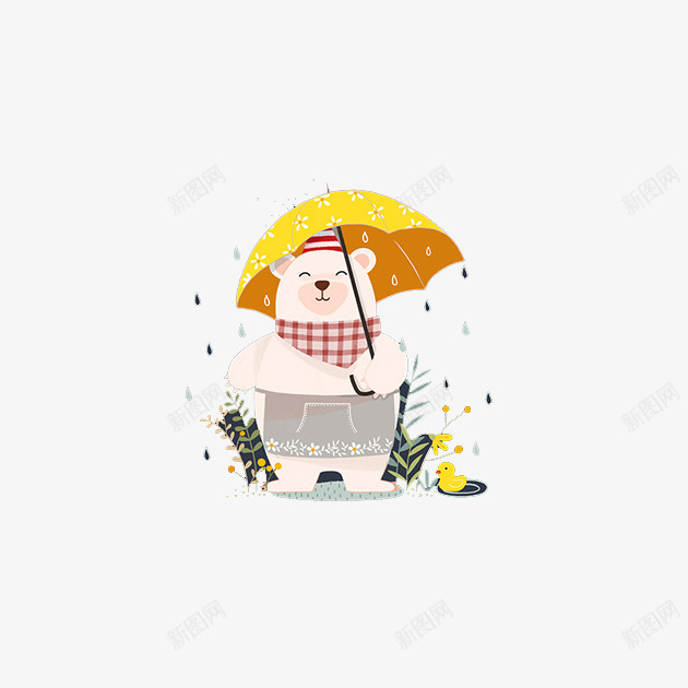 拿雨伞的小熊psd免抠素材_新图网 https://ixintu.com 小熊 拿雨伞 简约 装饰