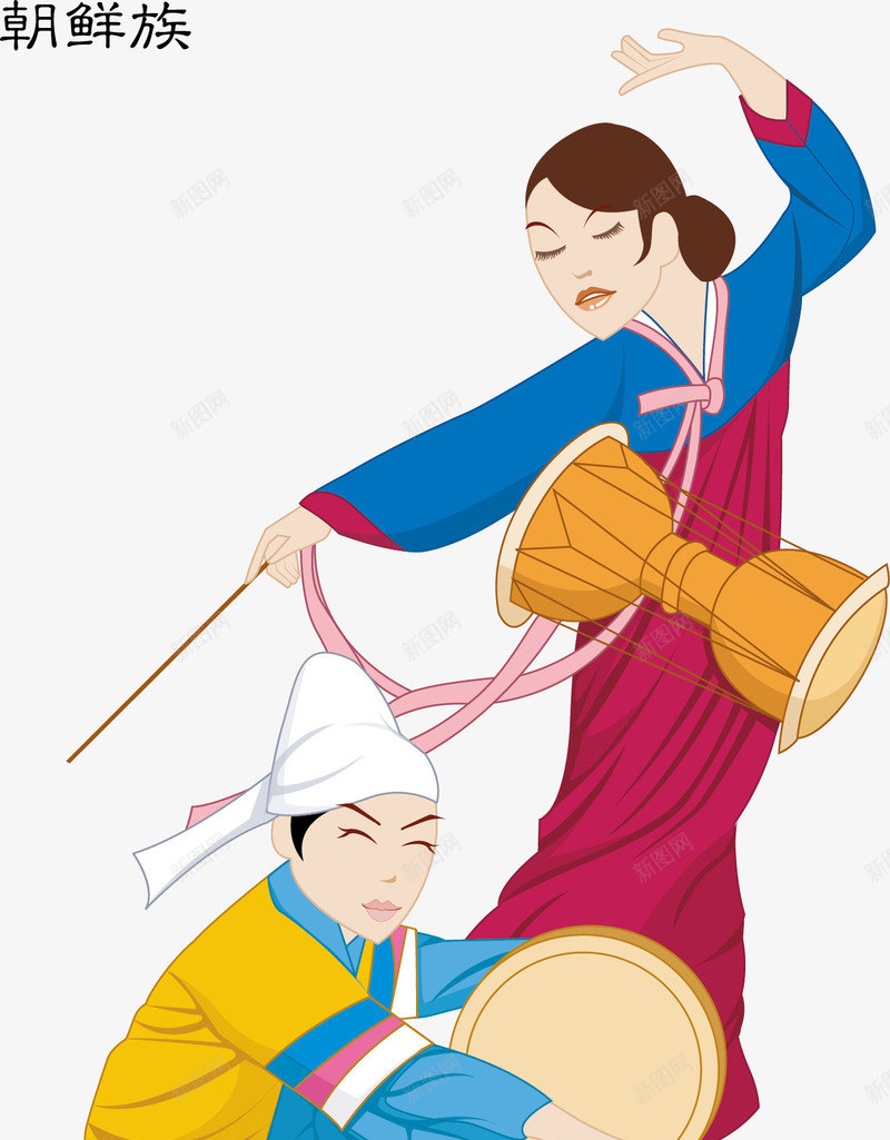 朝鲜族的舞蹈矢量图ai免抠素材_新图网 https://ixintu.com 卡通 女孩 朝鲜族 舞蹈 矢量图