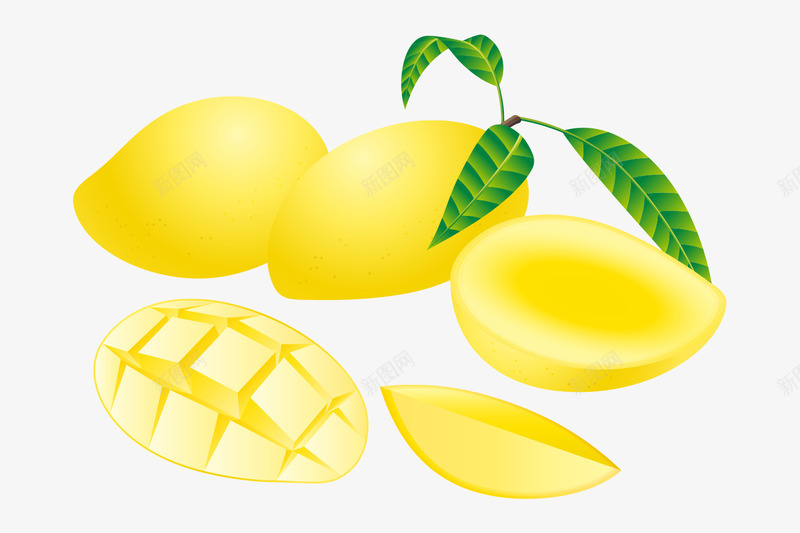 卡通黄色芒果png免抠素材_新图网 https://ixintu.com PNG 卡通 水果 芒果 黄色