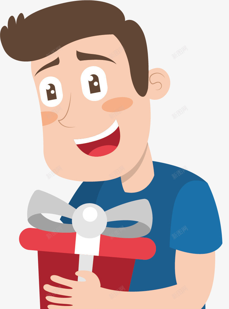 手拿礼物的男人矢量图ai免抠素材_新图网 https://ixintu.com 卡通手绘 水彩 爸爸 男人 礼物 礼盒 矢量图