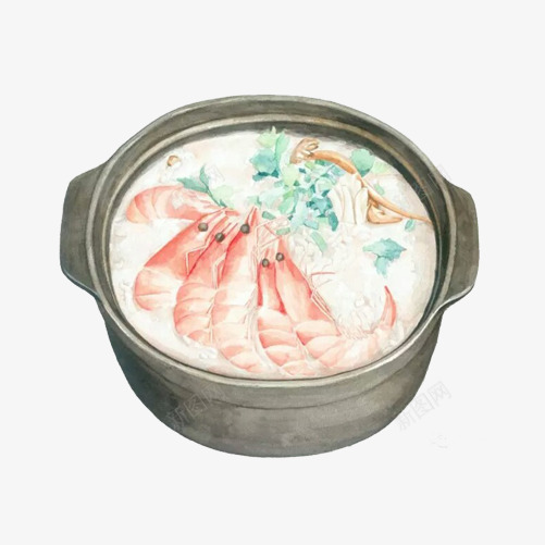 海鲜粥手绘画片png免抠素材_新图网 https://ixintu.com 手绘美食 海鲜 稀饭 粥 虾子