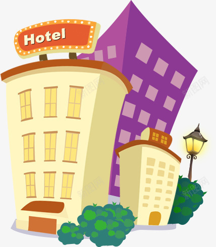 黄色卡通旅馆png免抠素材_新图网 https://ixintu.com 卡通 旅馆 黄色