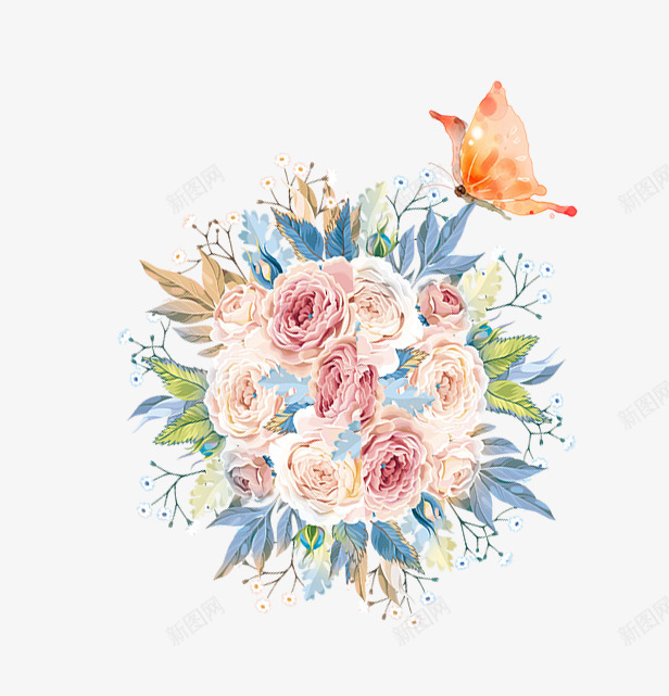 手绘画花束装饰psd免抠素材_新图网 https://ixintu.com 手绘画 手绘花朵 手绘花草 树木植物 花朵装饰 花束装饰
