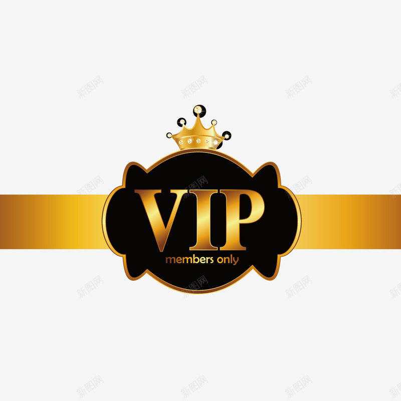 金色丝带和皇冠png免抠素材_新图网 https://ixintu.com VIP 皇冠 金色丝带
