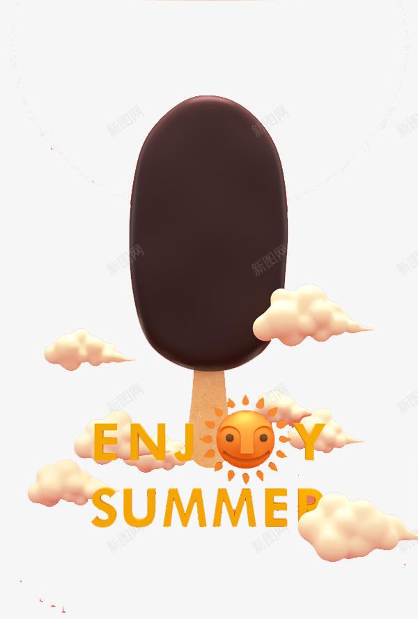 立体巧克力冰激凌png免抠素材_新图网 https://ixintu.com 3D c4d summer 三维立体 冰激凌 卡通 场景合成 夏天 海报 漫画