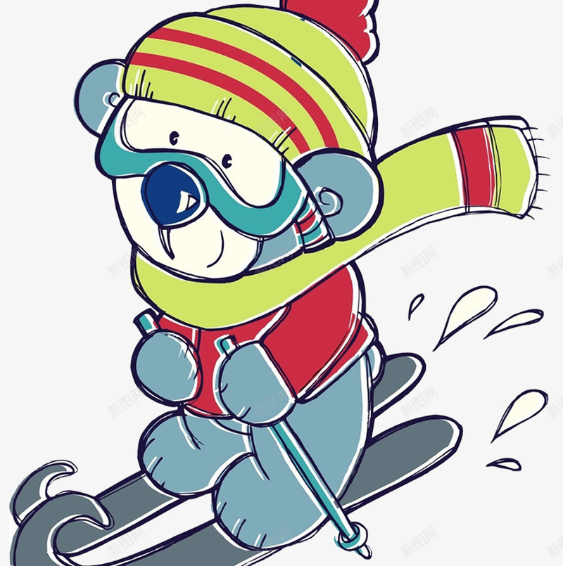 冬季滑雪卡通插画海报psd免抠素材_新图网 https://ixintu.com 冬季 冬季出游 冬季旅游海报 小熊 插画 旅游 旅游季 旅游海报 海报设计 滑雪