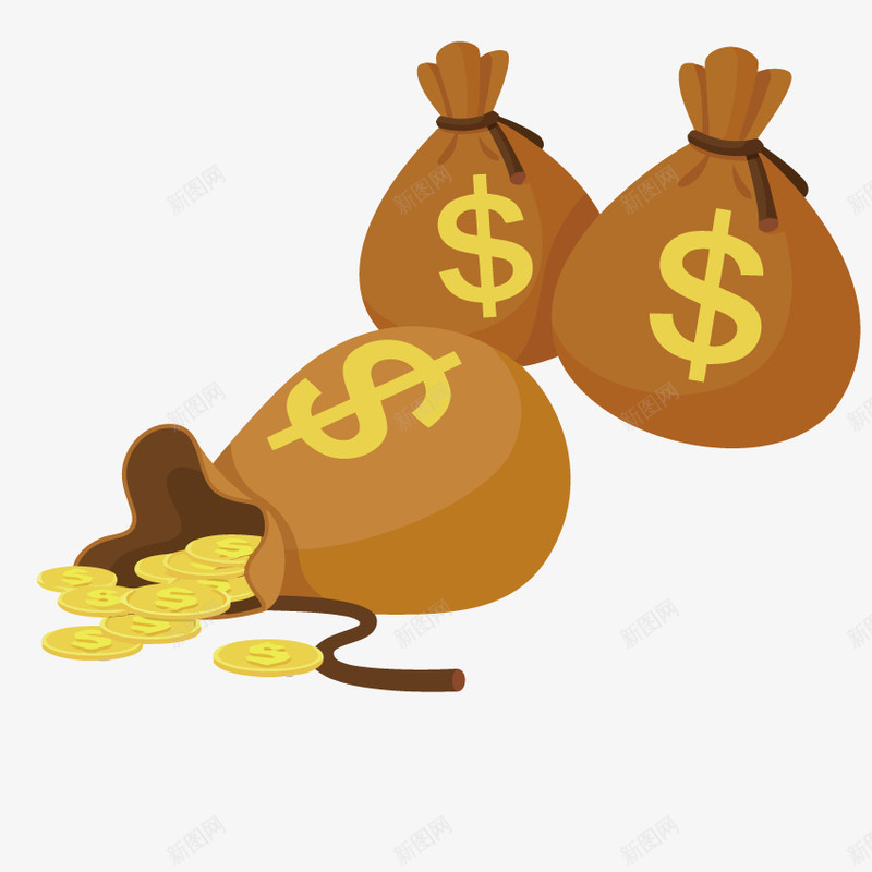 钱币袋子矢量图eps免抠素材_新图网 https://ixintu.com 交易 商业 财富 金币 金融资产 矢量图
