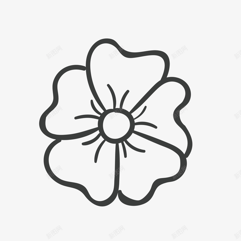 卡通简约手绘花卉图标png_新图网 https://ixintu.com 填色练习 婚礼 小清新 手绘花朵 浪漫 爱情 爱没有距离 结婚 花卉 花朵 装饰 边框 边框纹理 黑白线条花