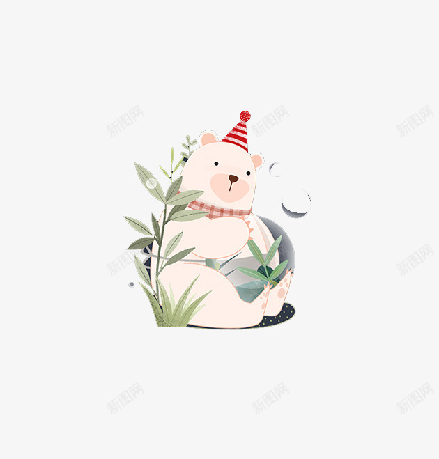 粉色竹子小熊psd免抠素材_新图网 https://ixintu.com 小熊 竹子 简约 粉色