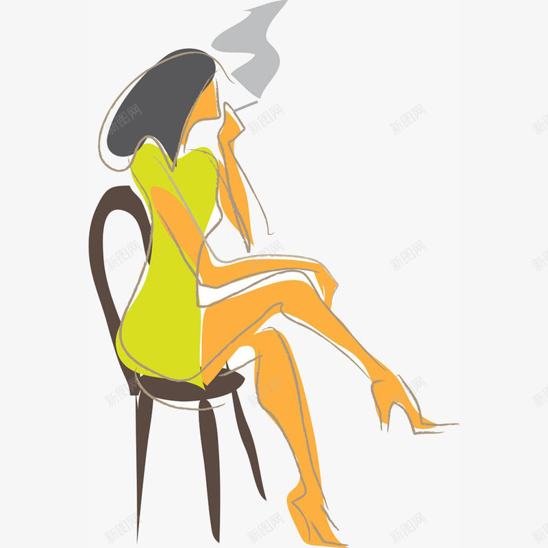 卡通线条画抽烟的美女坐椅子上插png免抠素材_新图网 https://ixintu.com 休闲 卡通 卡通线条画抽烟的美女坐椅子上插画免抠免费下载 坐椅子上 性感 手绘 抽烟的人 抽烟的美女 线条画 美女