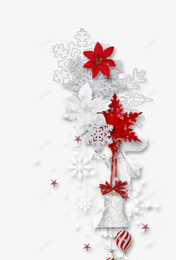 白色雪花片png免抠素材_新图网 https://ixintu.com 六棱 冬季 白色 红色 雪花