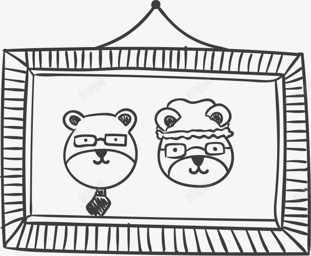 手绘边框小熊背景png免抠素材_新图网 https://ixintu.com 背景 边框