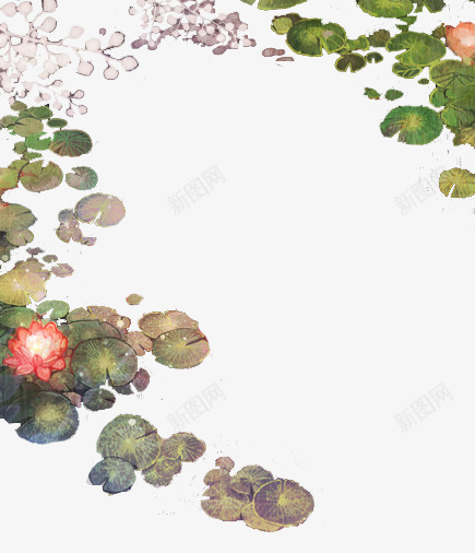 彩绘莲花莲叶装饰png免抠素材_新图网 https://ixintu.com 彩绘 莲叶 莲花 装饰