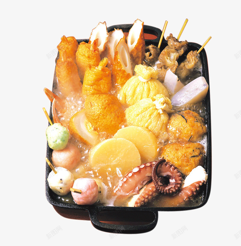 海鲜火锅png免抠素材_新图网 https://ixintu.com 美食 肉丸 萝卜 鱿鱼