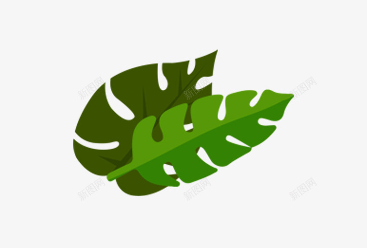 两边片阔叶植物png免抠素材_新图网 https://ixintu.com 动漫 卡通 植物 绿色