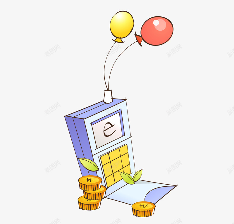 手绘大哥大图标png_新图网 https://ixintu.com E 互联网 卡通 大哥大 手绘 插画 气球 硬币 金钱 钱币