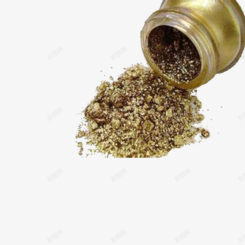 玻璃瓶金粉png免抠素材_新图网 https://ixintu.com 产品实物 散装 黄金色