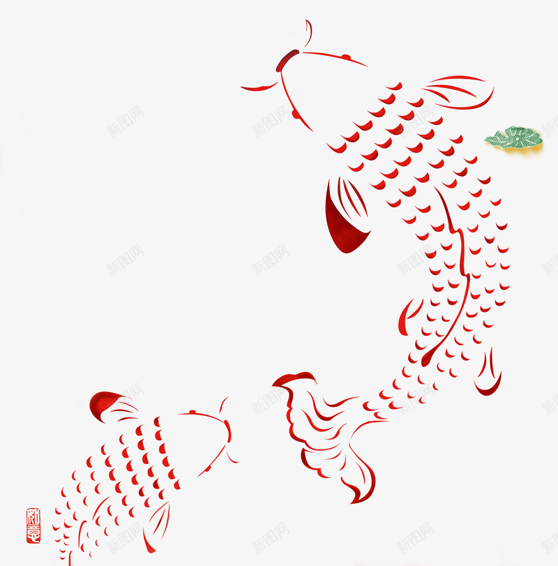立体剪纸红色鲤鱼png免抠素材_新图网 https://ixintu.com 中国风 中秋 剪纸 立体鲤鱼 红色 背景装饰 金鱼 鲤鱼