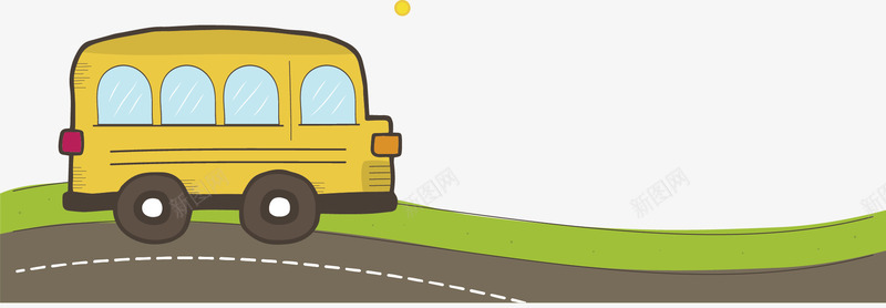 路上行驶卡通校车矢量图ai免抠素材_新图网 https://ixintu.com 卡通校车 开学 开学横幅 校车 矢量png 黄色校车 矢量图