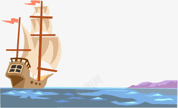海上帆船矢量图ai免抠素材_新图网 https://ixintu.com 手绘 海水 船 蓝色 矢量图