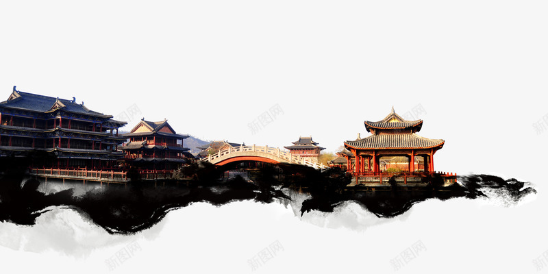 周庄风景psd免抠素材_新图网 https://ixintu.com 中国风 古镇 古镇封面 周庄旅游 奇景 水黑周庄