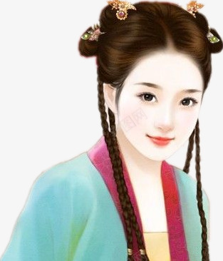 可爱蓝衣古风少女手绘png免抠素材_新图网 https://ixintu.com 古风 可爱 少女 手绘 蓝衣