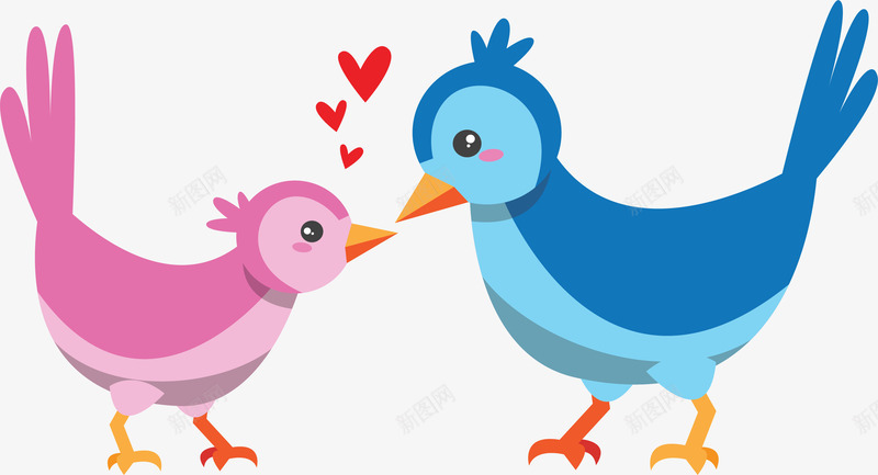 对视的情人节情侣鸟矢量图ai免抠素材_新图网 https://ixintu.com 对视 情人节 情侣鸟 爱情鸟 矢量png 蓝粉色 矢量图