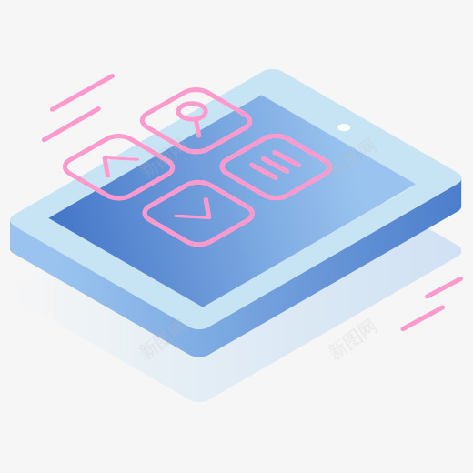 一台立体化的平板电脑图标psd_新图网 https://ixintu.com 25D图标 上网 便携 娱乐 工作 平板电脑 手绘 购物