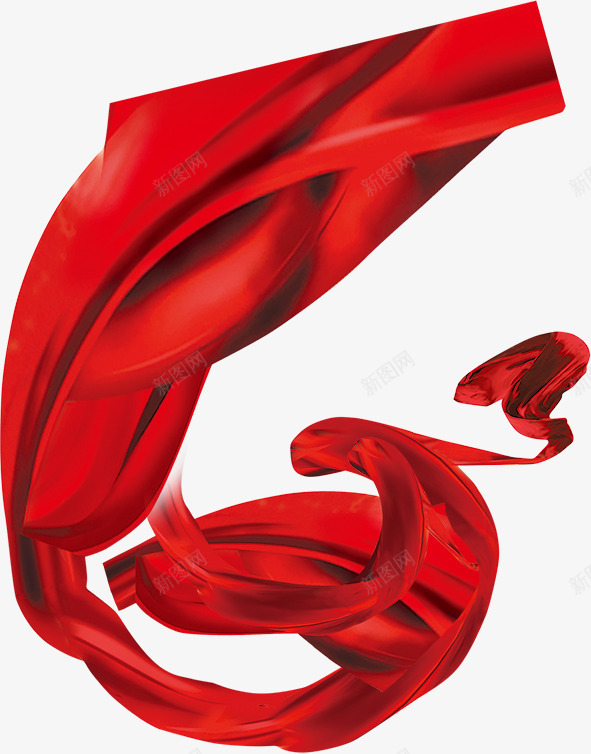 喜庆红绸png免抠素材_新图网 https://ixintu.com 喜庆 红丝绸 红布 红绸 红色 飘带 飘扬的红绸