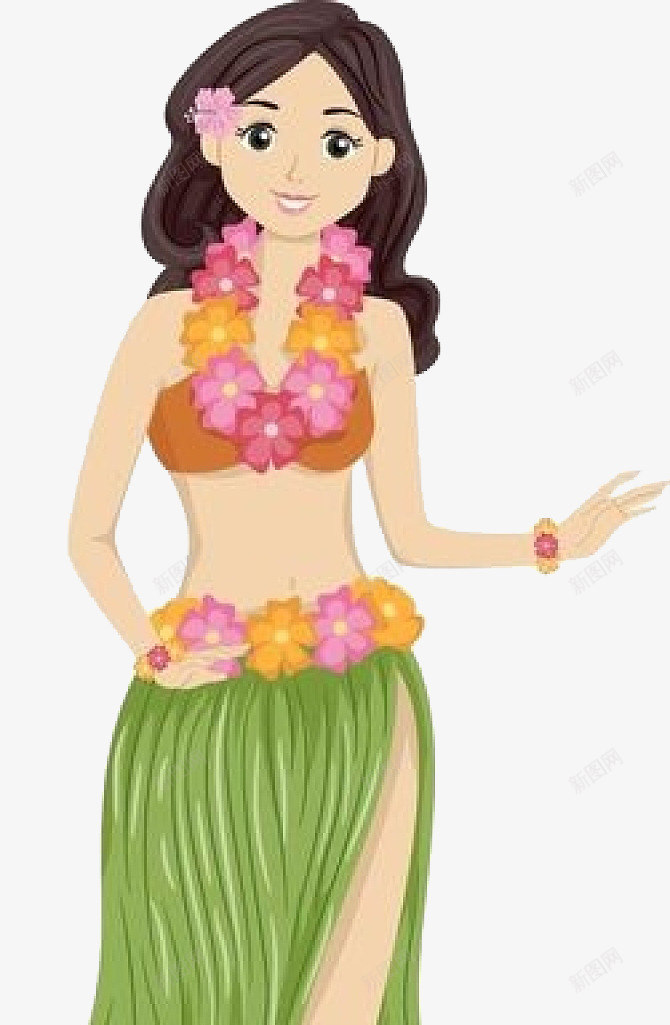 长发少女与草裙舞png免抠素材_新图网 https://ixintu.com 免抠 夏威夷 热带 热情活泼 草裙舞 长发少女