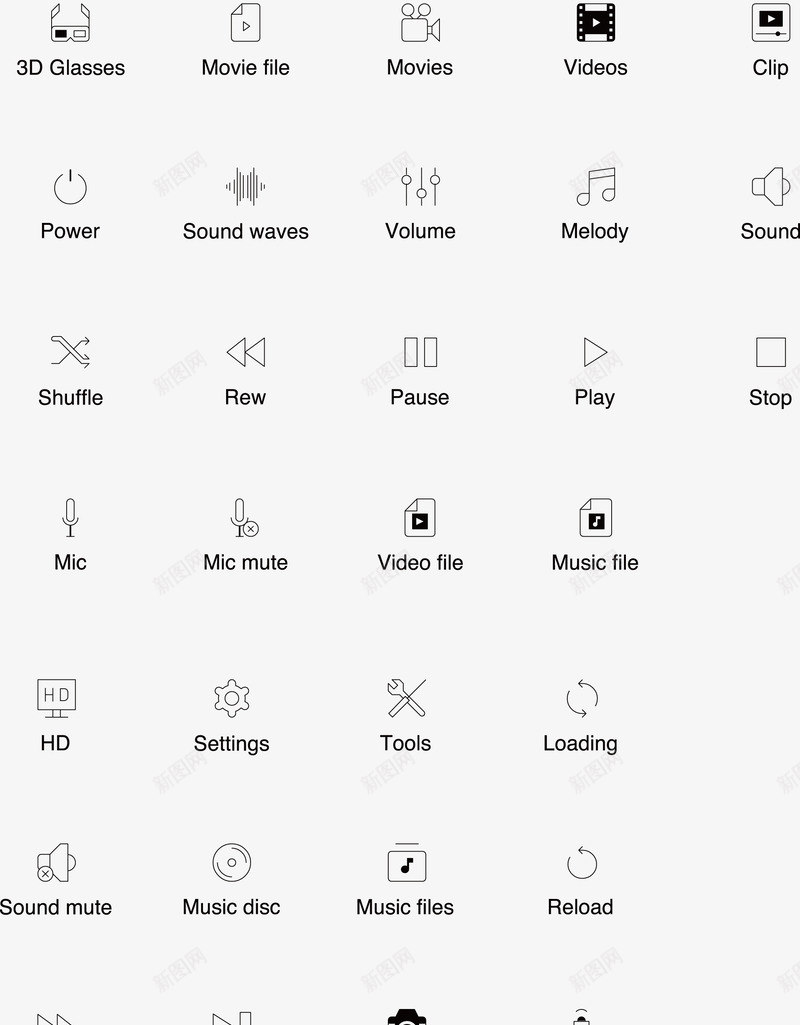 音频vidio线型标图标png_新图网 https://ixintu.com ico icon vidio 矢量图标 线型 音乐 音频
