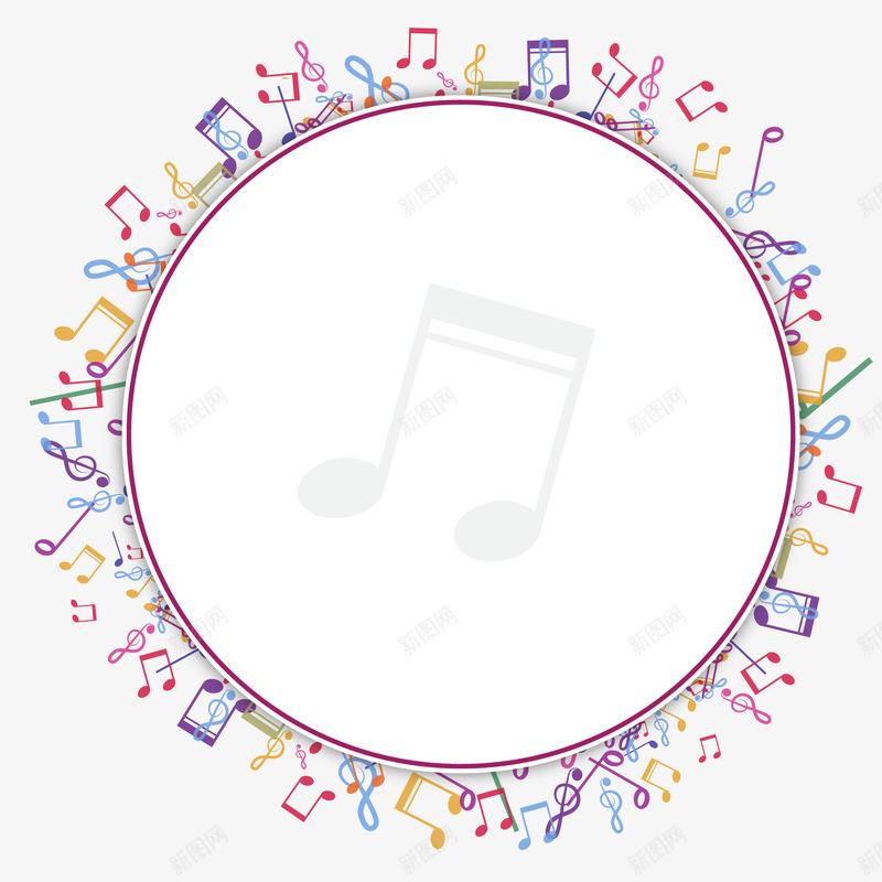 音乐符号对话框矢量图ai免抠素材_新图网 https://ixintu.com 圆形对话框 边框纹理 音乐 矢量图
