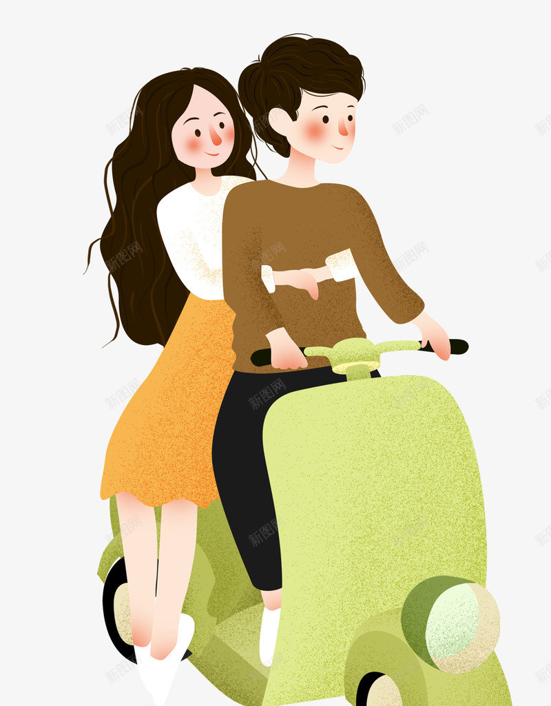 手绘人物插画骑机车的情侣png免抠素材_新图网 https://ixintu.com 人物插图 可爱插图 情侣 手绘 插画 摩托车 骑机车