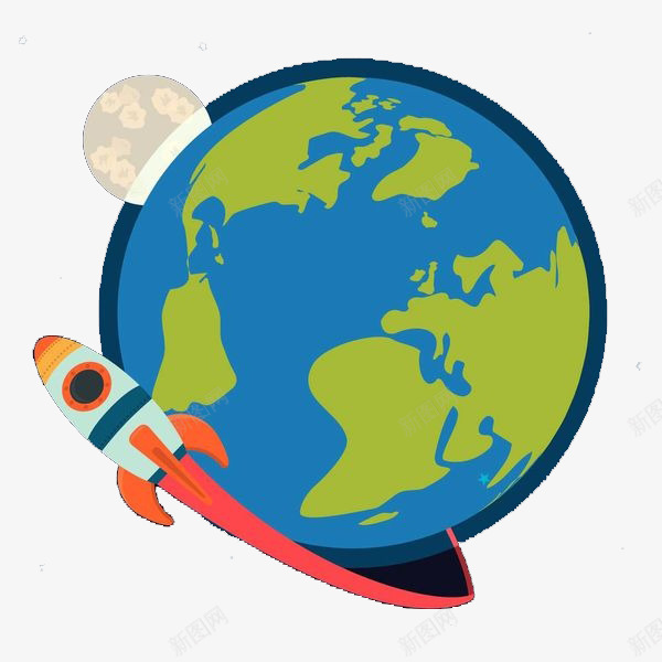 火箭绕地球一圈png免抠素材_新图网 https://ixintu.com 地球 手绘 火箭 火箭简笔画 科技 简笔画 航天器 运行轨道