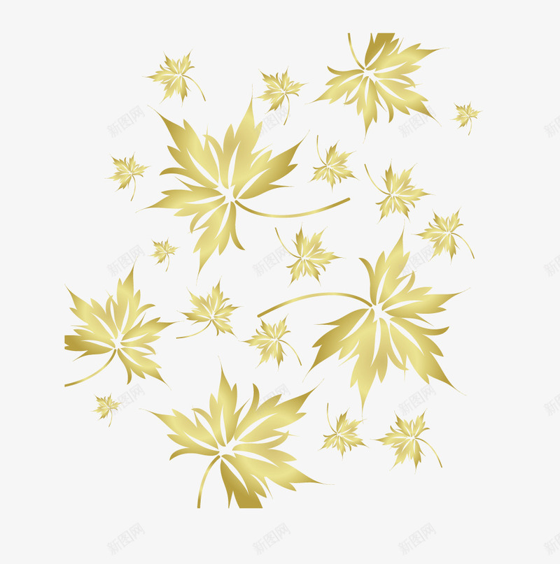 树叶组合背景装饰矢量图eps免抠素材_新图网 https://ixintu.com 枫叶 矢量树叶 背景铺设素材 金黄色 矢量图