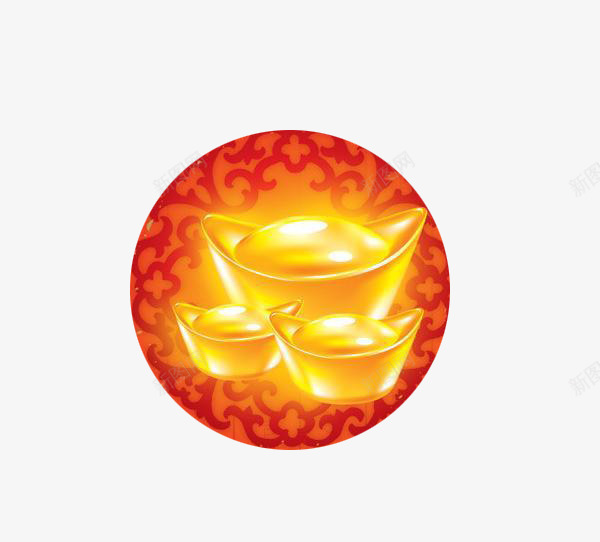 红色花纹金元宝png免抠素材_新图网 https://ixintu.com 春节 红色 花纹 金元宝