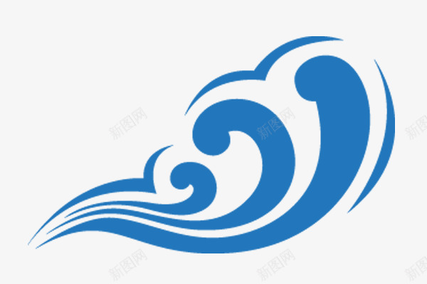 蓝色弯曲海浪卡通png免抠素材_新图网 https://ixintu.com 卡通 弯曲 海浪 蓝色