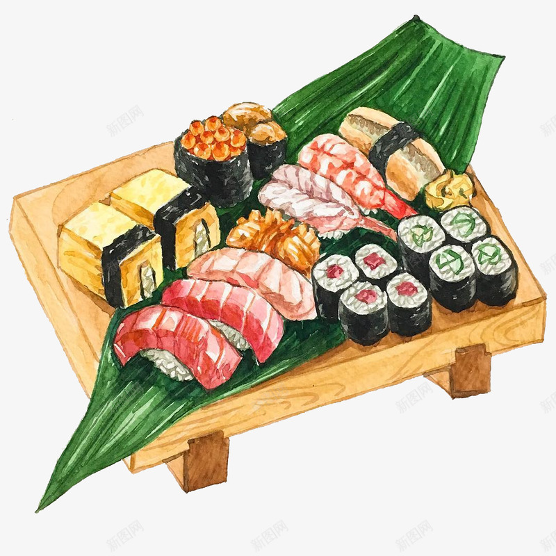 手絵日式總匯壽司png免抠素材_新图网 https://ixintu.com 卡通 手絵 甜品 食物